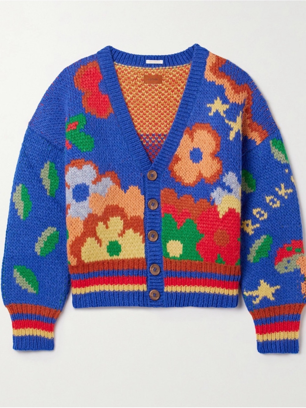 Mother - Women’s The Button Intarsia Alpaca-Blend Cardigan- Size: XS
